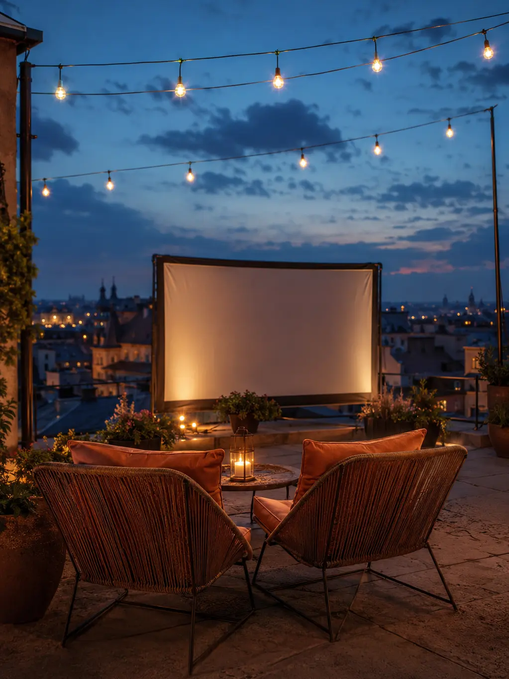Rooftop open-air cinema in Prague